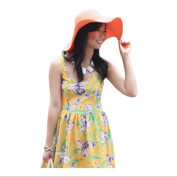 Zara Yellow Tropical Floral Mini Tank Dress Medium - Picture 1 of 7